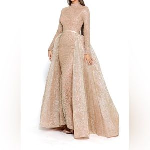 Portia and Scarlett 1702 long sleeve gold dress